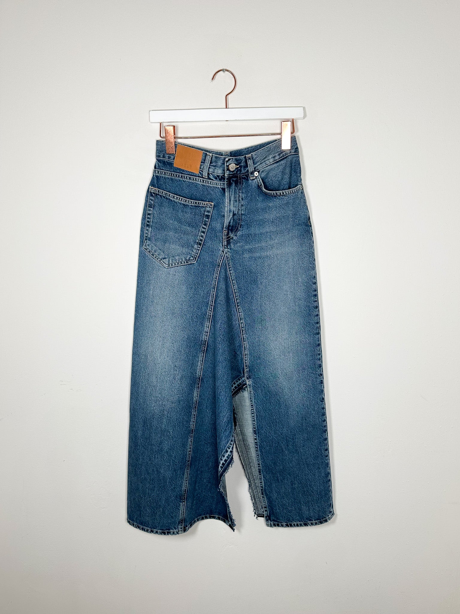 6397 Deconstructed Denim Skirt Medium Vintage 28